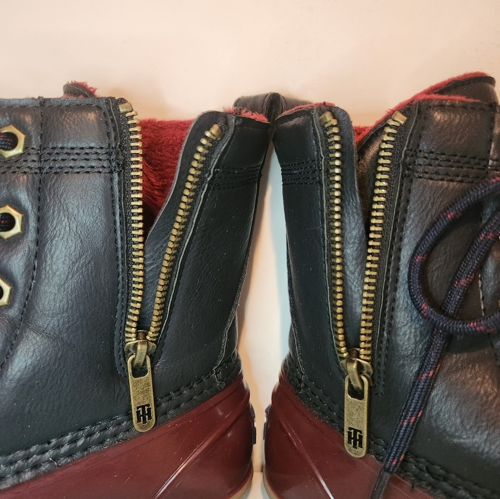 Used Tommy Hilfiger Black and Red Rain Duck Marine Boots Women’s 6 - Picture 11 of 16